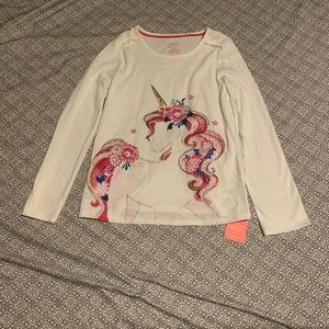 NWT Isaac Mizrahi girls white unicorn long sleeve shirt.
